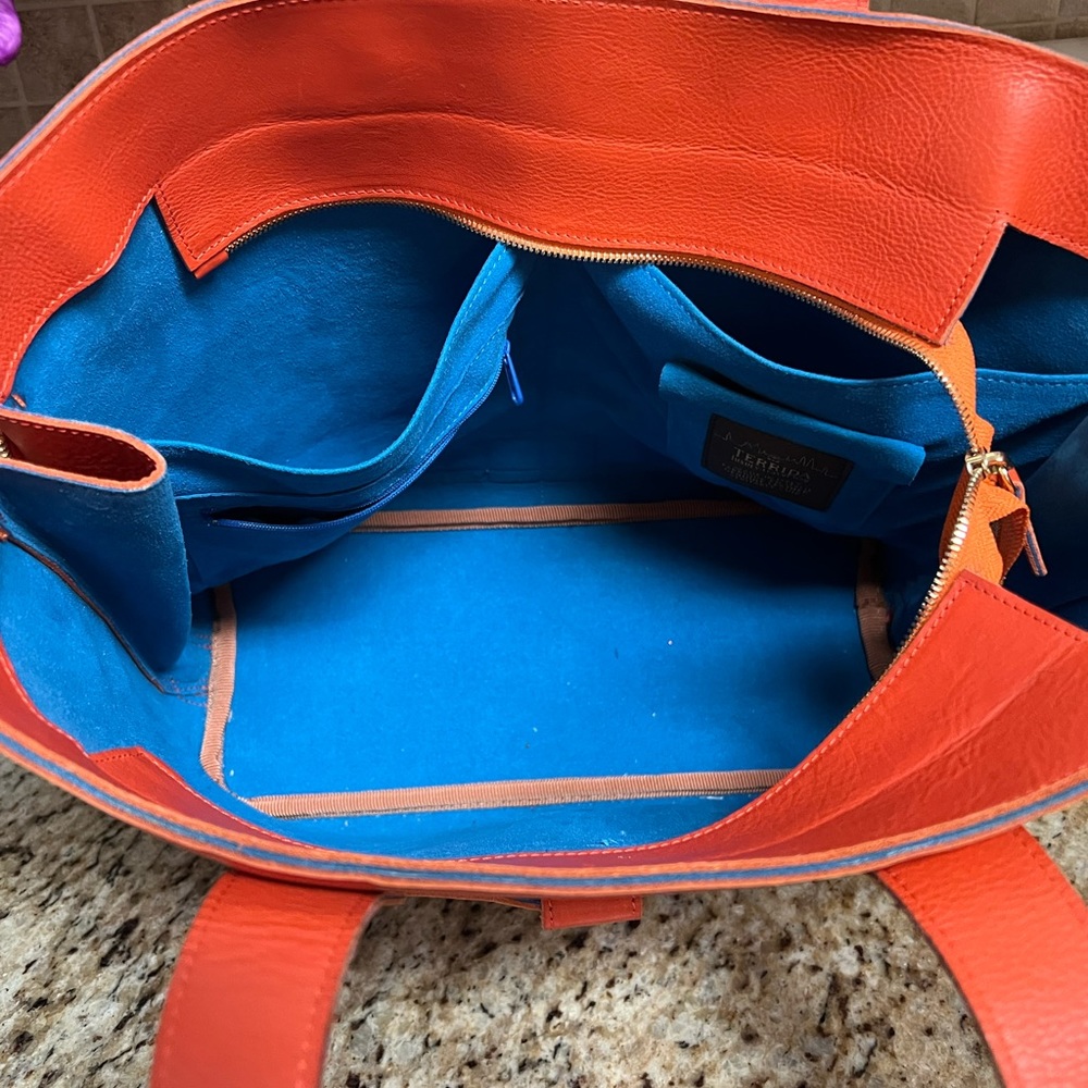 TERRIDA Solar Bag Tote Shopper Genuine Leather Made In Italy.!! - Picture 4 of 10